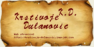 Krstivoje Dulanović vizit kartica